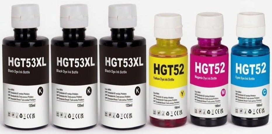 Compare NexNova® GT53XL 135ml GT52 100ml 6Pack for HP Printer DeskJet Smart GT Tank Black*3 Cyan Magenta Yellow at KSA Price