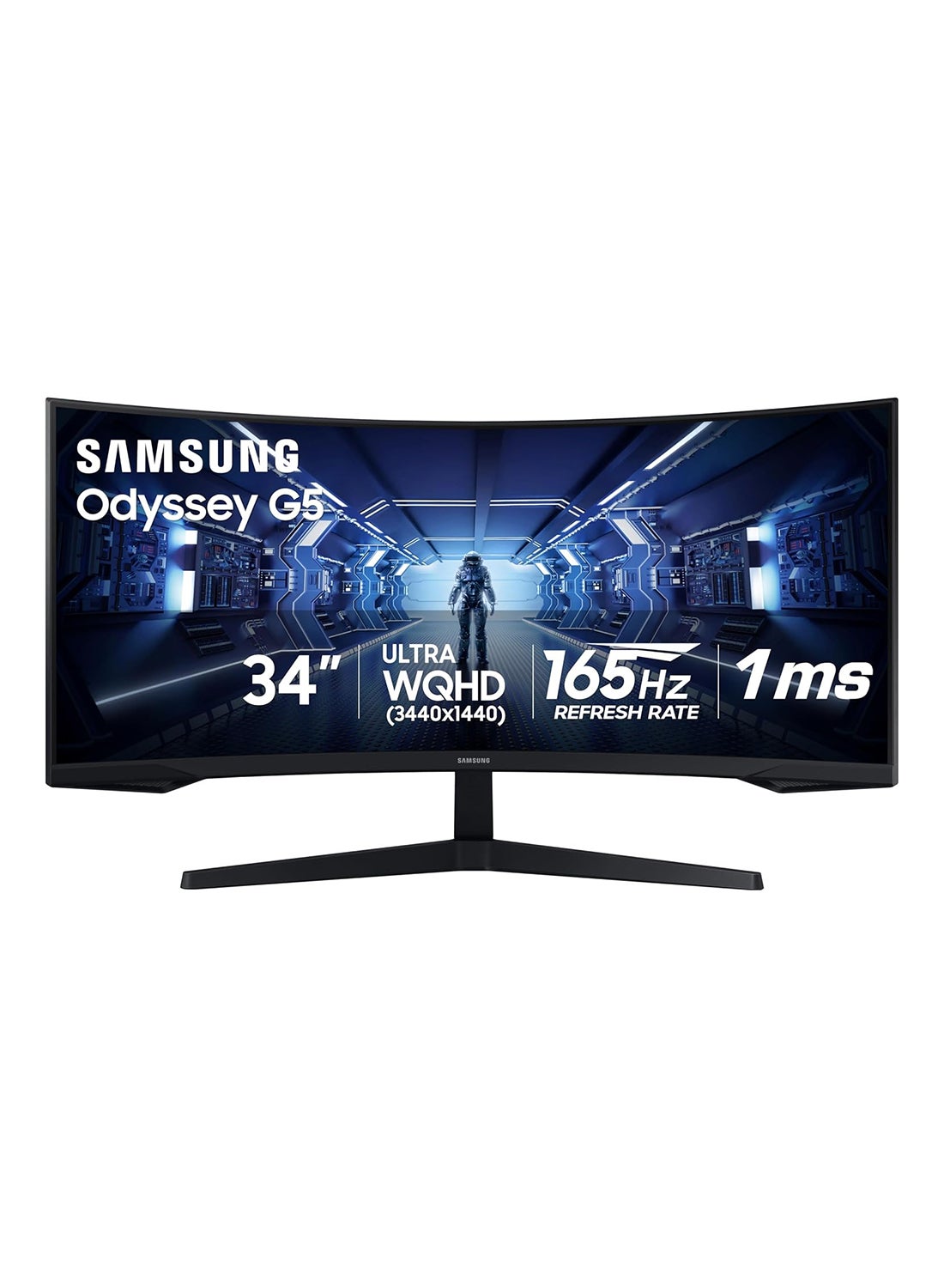 Compare 34 inch Odyssey G5 Curved Gaming Monitor Ultra WQHD 3440x1440, VA Panel Technology, 1ms Response Time, 165Hz Refresh Rate, Free Sync Premium Black at KSA Price