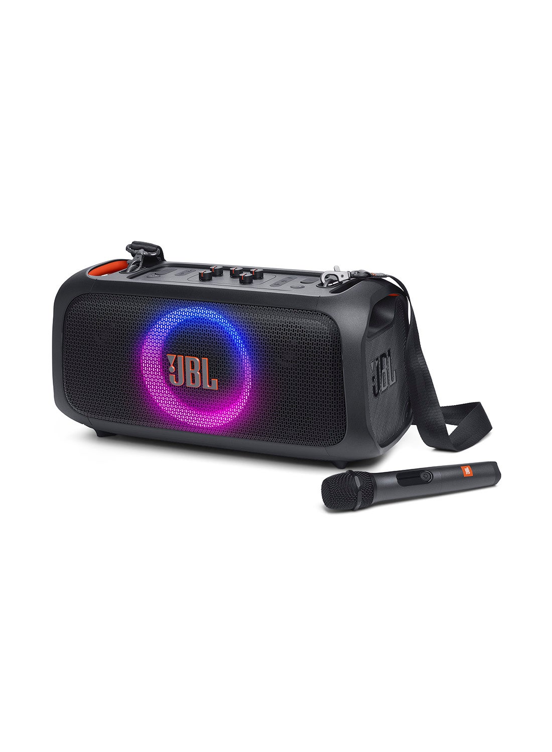 Compare Partybox OnTheGo Essential Portable Party Speaker With BuiltIn Lights And Wireless Mic Black at KSA Price