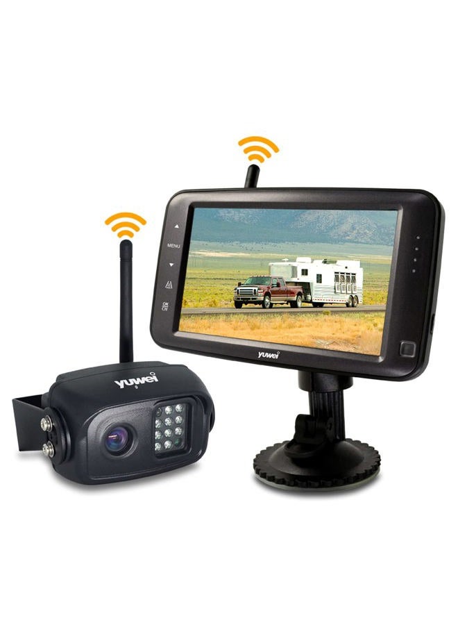 Compare Wireless Backup Camera System, IP69K Waterproof Wireless Rear View Camera + 5 LCD Wireless Reversing Monitor for Trailer, RV, Trucks, HorseTrailer, School Bus, Farm Machine,etc at KSA Price