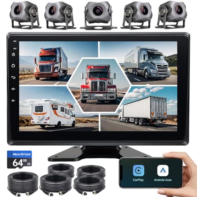 Compare 5Channel 1080P Backup Camera Dash Cam With 10.2 Monitor,Dvr Recording Back Up Camera For RvTruckVanTrailerSuv Cars, Android.11 Car Raido With Wireless CarplayAndroid AutoBtFmWifi at KSA Price