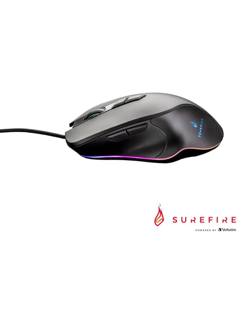 Compare SureFire Martial Claw Gaming Mouse with RGB Lighting, PC Mouse with 7 Programmable Buttons, Wired Mouse, 7,200 DPI Computer Mouse with 1.8 m Cable at KSA Price