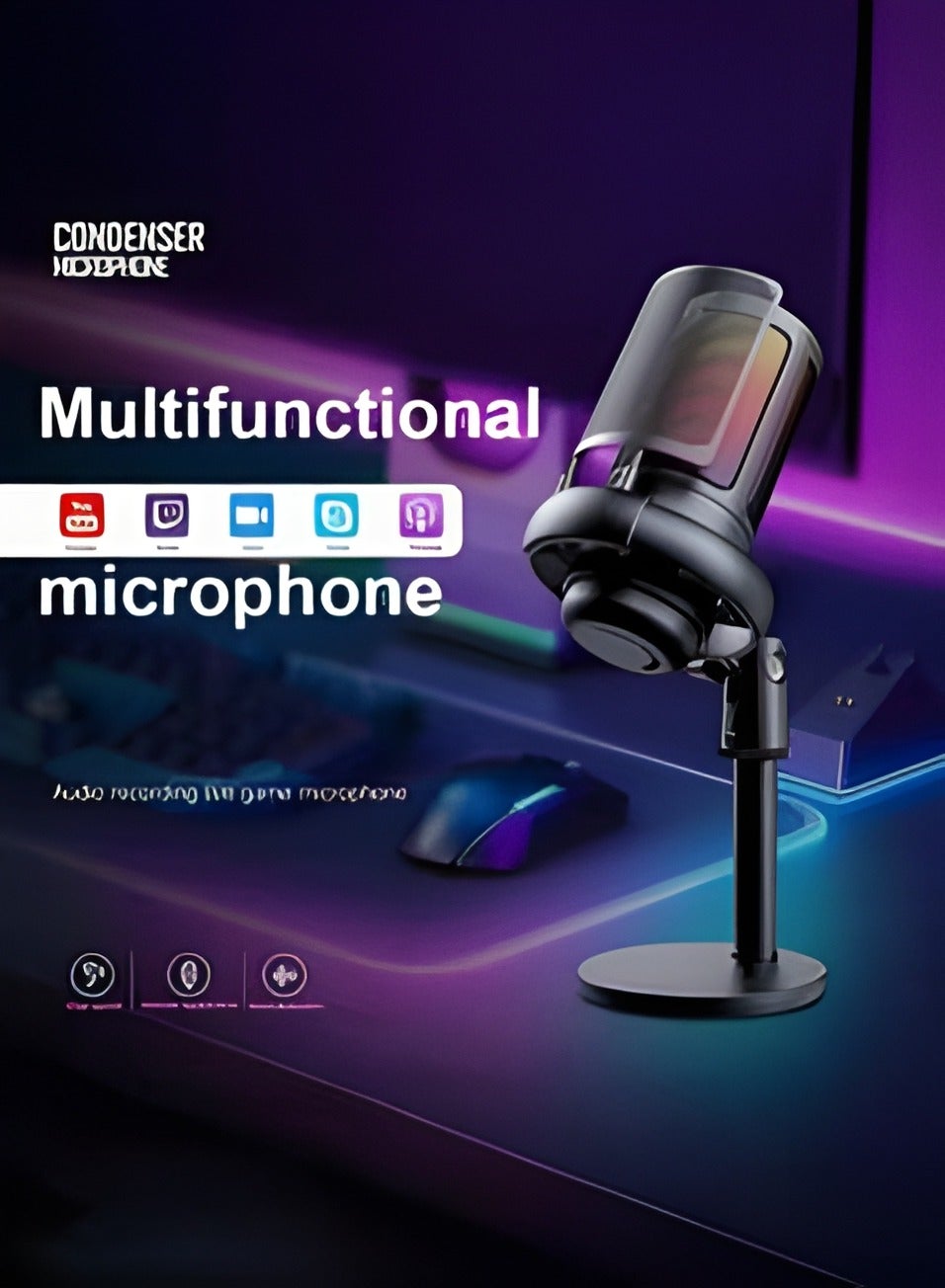 Compare Gaming Ready USB Microphone for PC PS4 PS5 and Mac Versatile Condenser Mic with RGB Lighting Mute Button Pop Filter Gain Knob and Monitoring Jack at KSA Price