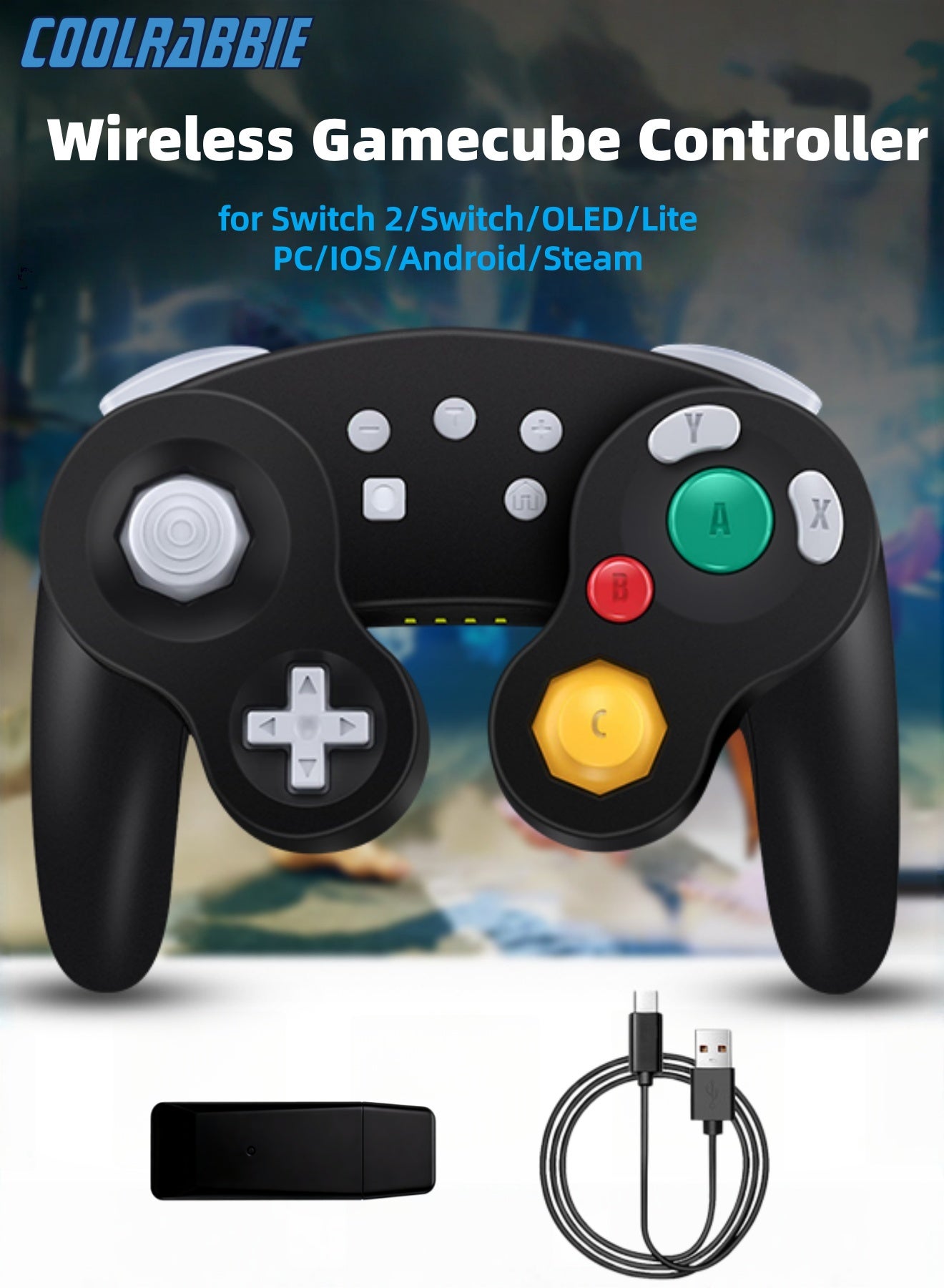 CoolRabbie GameCube Style Switch Pro Game Controller…