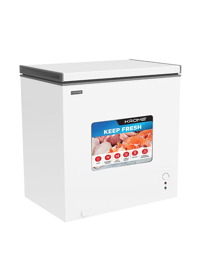 Compare KROME Chest Freezer, 200L Capacity, Single Door, White Finish, Basket, R600a Refrigerant, Recessed Handle, KRCF225R 200 L 220 W KRCF225R white at KSA Price