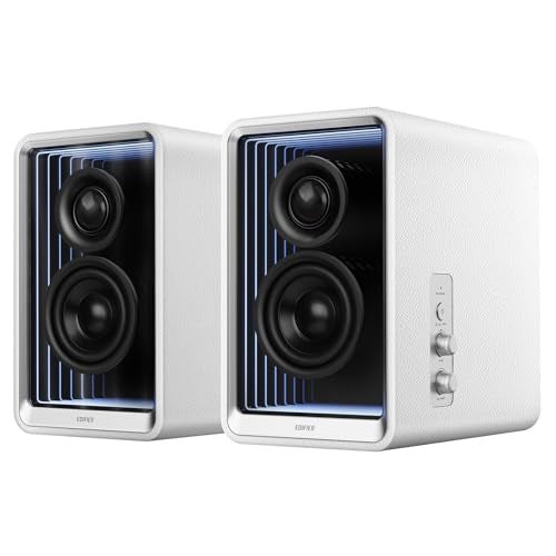 Compare Edifier QR65 Active Monitor Speaker with 65W GaN Fast Charger Function, 70W RMS Bluetooth Computer Speakers with HiRes 24bit Wireless Audio, Subwoofer Out and Light Effects White at KSA Price