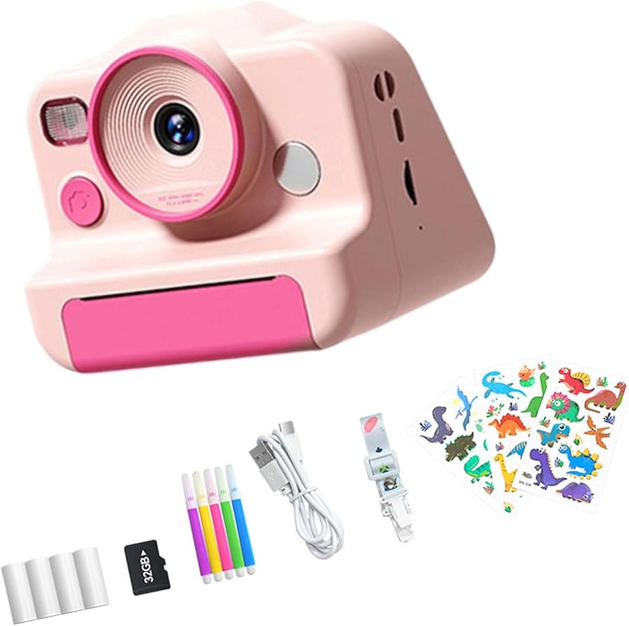 Compare Instant Print Camera 1080P Video Recorder With 32GB Memory Card And Eye Screen Present Toy Color A at KSA Price