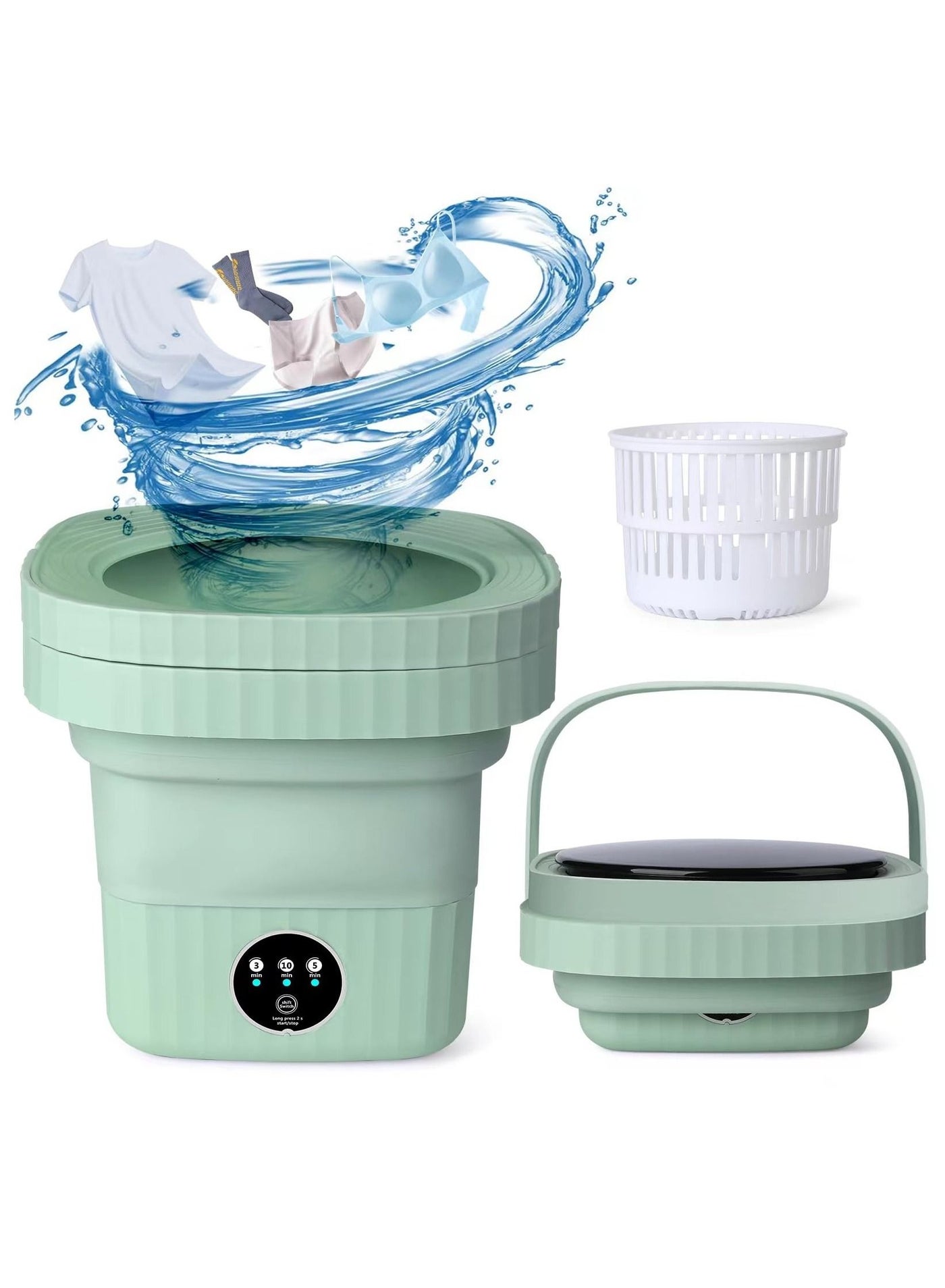 Compare Portable Washing Machine, 6L Mini Washing Machine with 3 Modes Timing Cleaning, Portable Washer with Soft Spin and Draining for Socks, Baby Clothes, Towels and Small Items at KSA Price