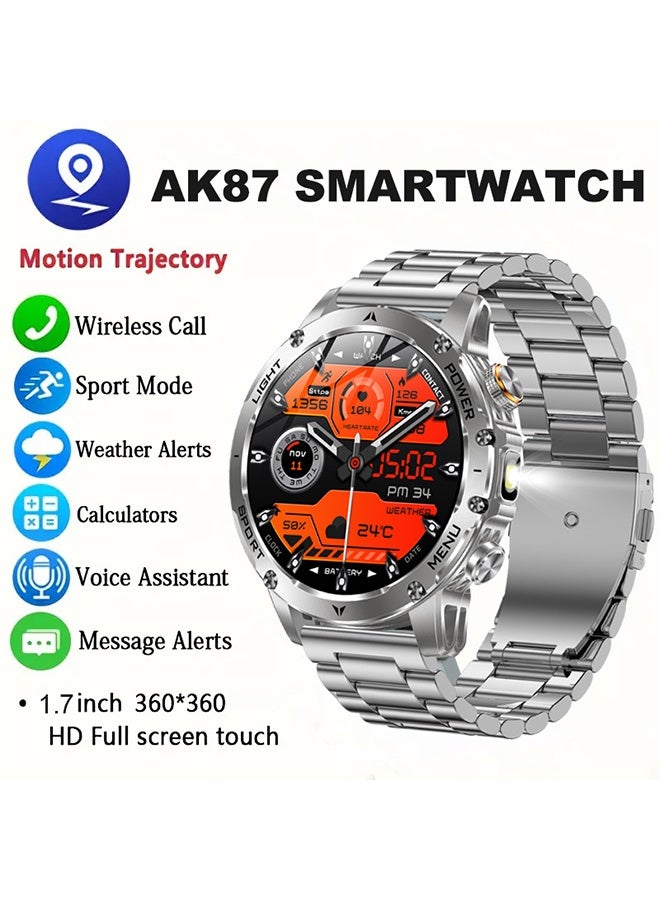 Compare LED MenS Smart Watch with Wireless Calling 1.7 HD Large Screen, 1000mAh Battery, Long Standby Time, Flashlight, Fitness Tracker Watch, 100+ Sports Modes, Voice Assistant at KSA Price