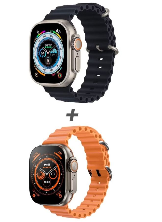 Compare Pack of 3 Black + Grey + Orange Watch 8 Z66 Ultra SmartWatch Unisex Series 49mm 2 Inch Amoled Bluetooth Calling Health Fitness And Sports Watch Black at KSA Price