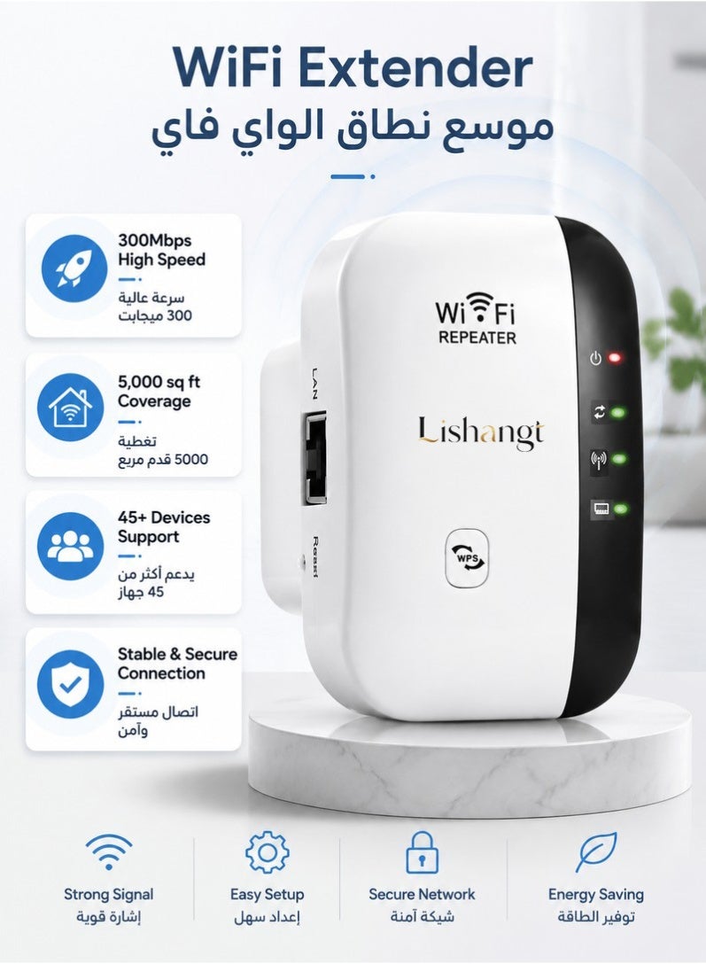 Compare Wireless 300Mbps Wifi Router  WiFi Extender Wireless Signal Booster 2.4G Repeater AP Mode with Ethernet Port for Home Office Coverage up to 5000 sqft White at KSA Price
