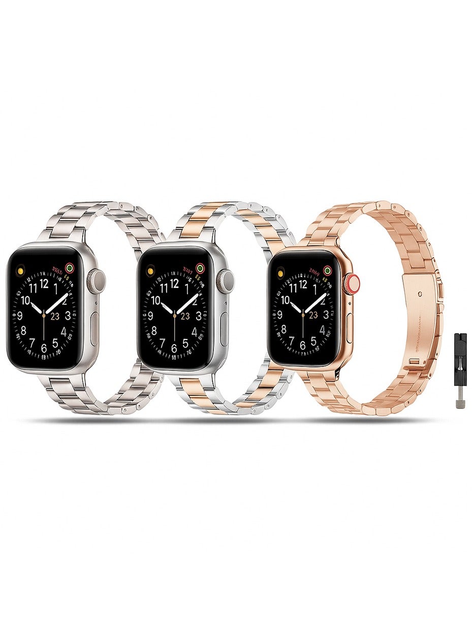 (Pack of 3) Thin Stainless Steel Watch Band…