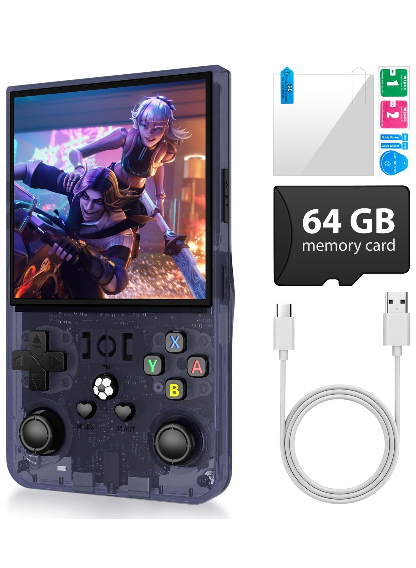 Compare R36Max Retro Handheld Game Console, Video Game Console with 64G Builtin 18000+ Games, 4000mAh Rechargeable, Support 30+ Simulators, Linux System, 4.0 Inch IPS Screen Portable Pocket Arcade at KSA Price