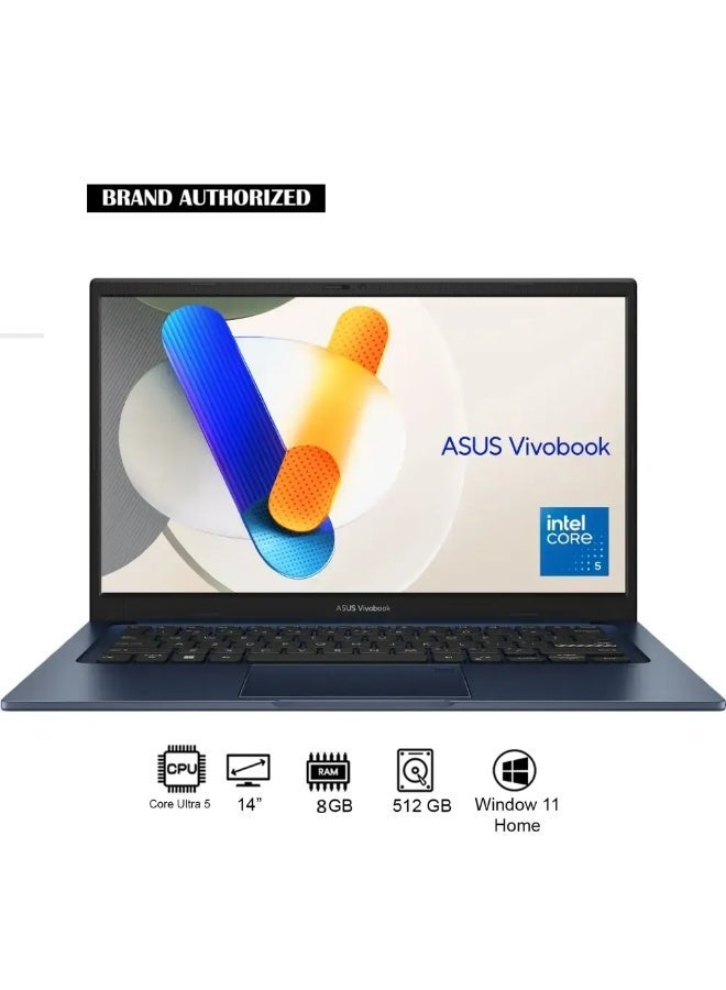 Compare Vivobook 14 X1404VAPV14 Laptop – 14” FHD LED Display, Intel Core 5 120U Processor, 8GB RAM, 512GB SSD, Windows 11, Slim & Lightweight Design– Portable Student & Office Laptop International English Quite Blue at KSA Price