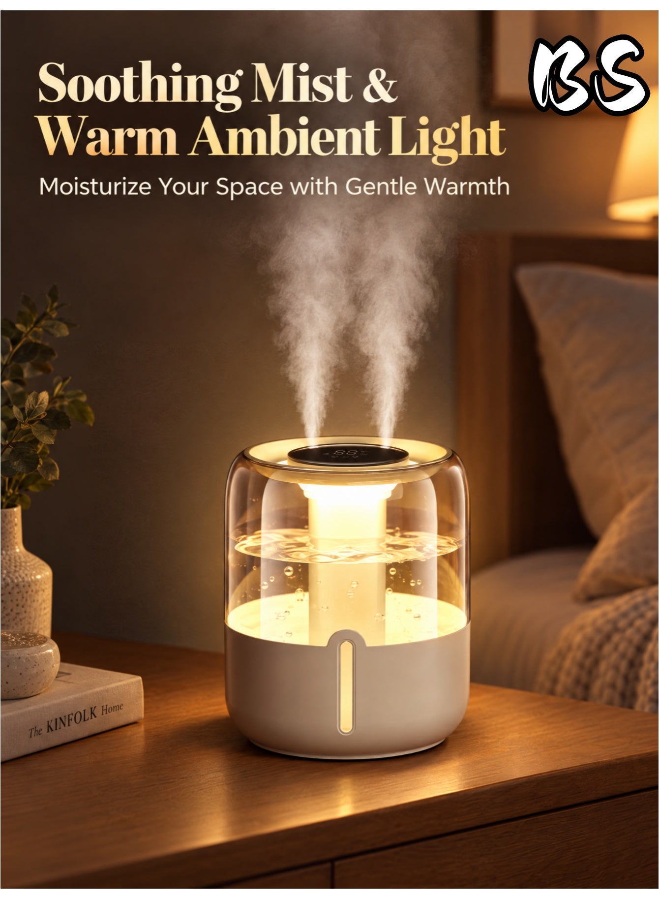 High-capacity air humidifier | Includes Type-C…
