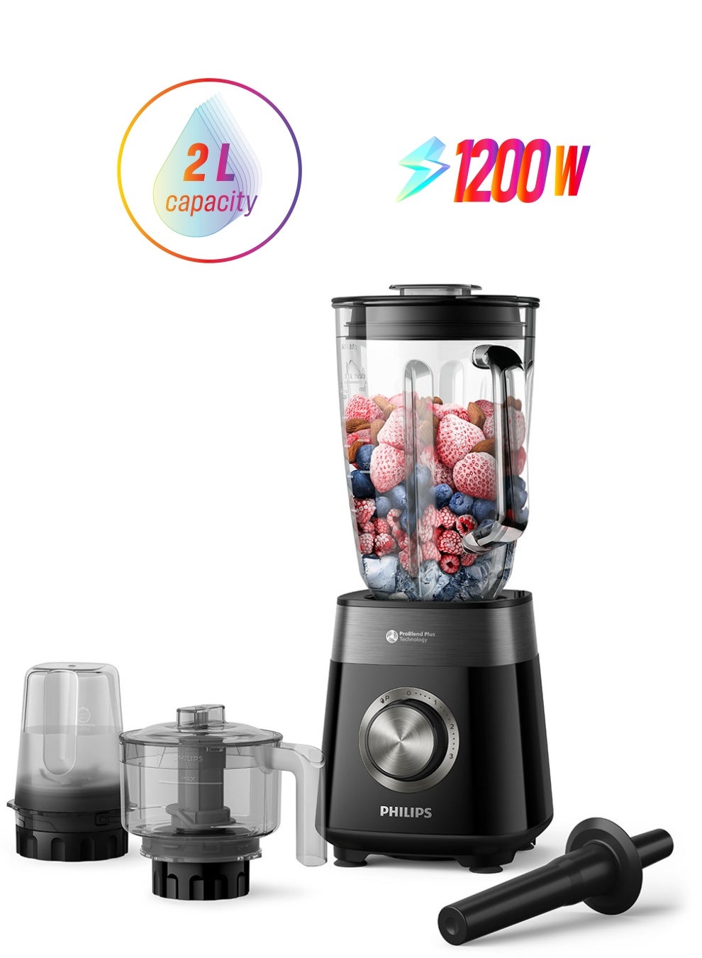 Compare 5000 Series Blender,3 Speed+ Pulse, ProBlend Plus Technology, Chopper & Mill Attachment 2 L 1200 W HR303300 Black at KSA Price