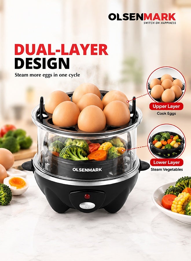Compare Olsenmark Egg Cooker 14 Eggs, Electric Egg Boiler Dual Layer, OneTouch Operation, Automatic Egg Steamer, Transparent Lid, Fast Egg Cooker, Boiling Steaming Eggs, Omelet Maker, Vegetable Steamer, Kitchen Breakfast Appliance, Black, 2 Years Warranty 360 W OMEB7092 black at KSA Price