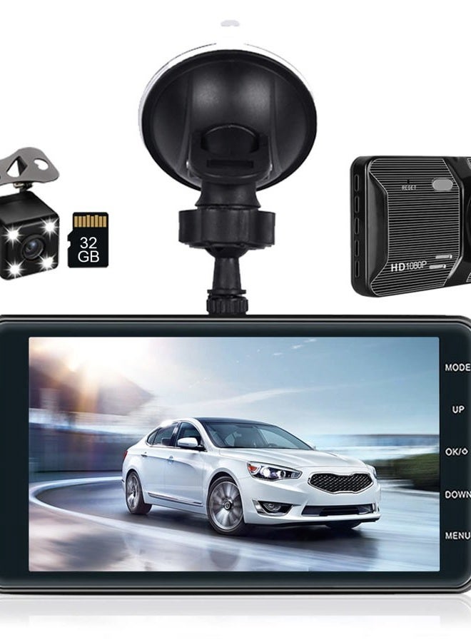 Dual Dash Cam Front and Rear View, 4'' LCD…