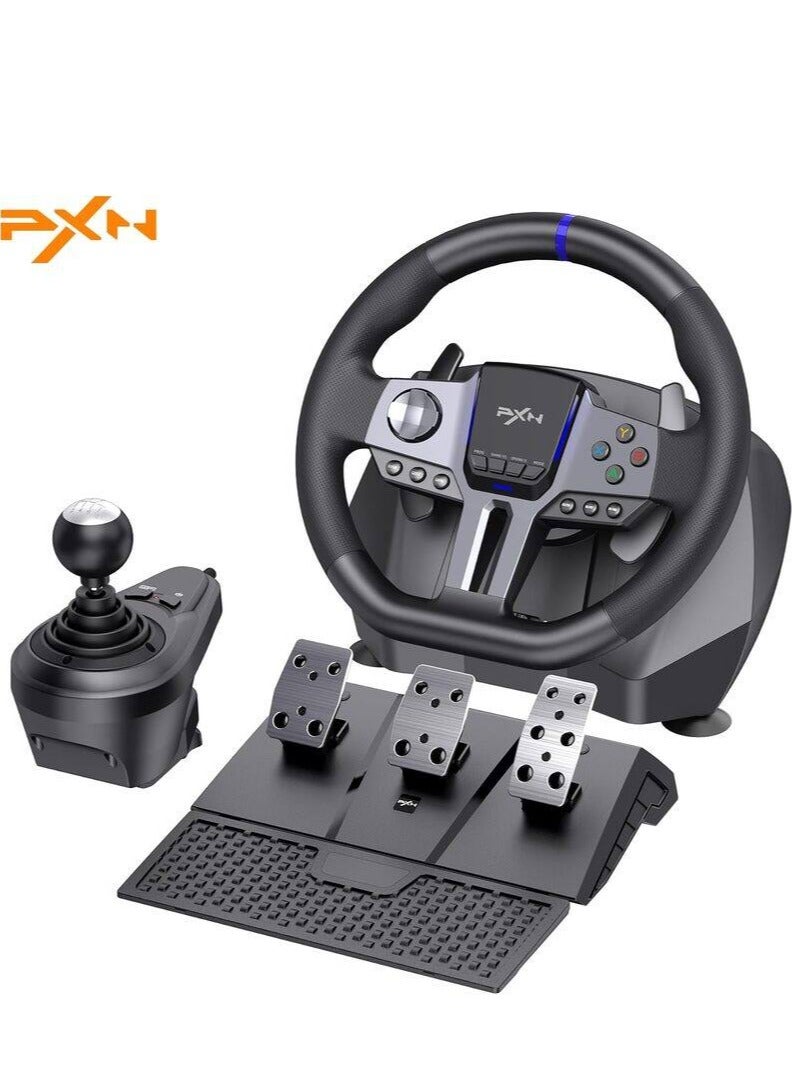 Compare V9 Gen2 270°  900° Racing Steering Wheel Bundle with 3Pedals & 6+R Shifter – Dual Motor Vibration, Hall Effect Pedals, RGB Lights – MultiPlatform for PC, Xbox Series XS, PS4, PS3, Switch – Magnetic Encoder & Adjustable Clamps at KSA Price