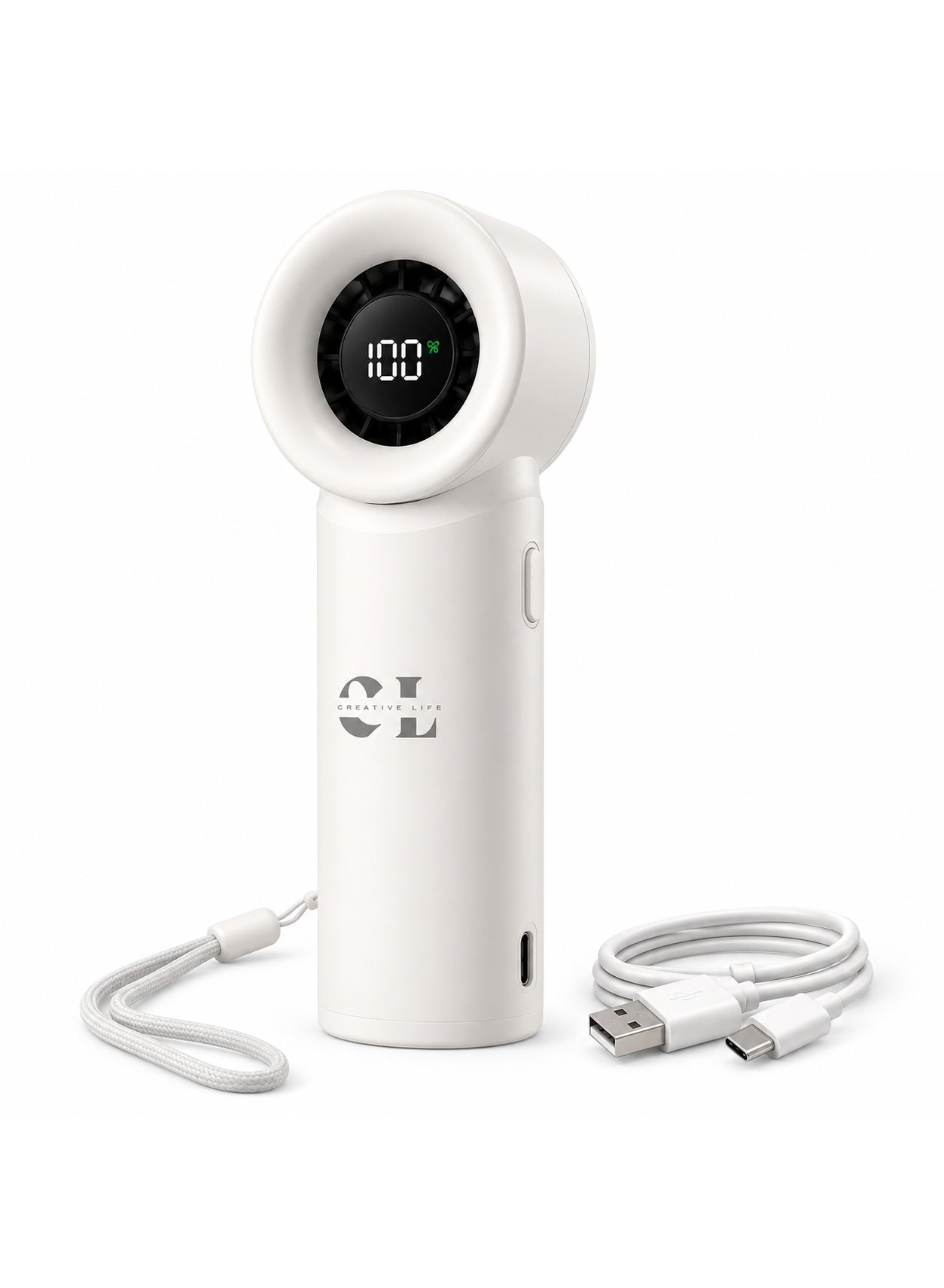 Compare Creative Life Portable Handheld Mini Fan, 5 Speeds, Digital Display, USBC Rechargeable, Wrist Strap – White at KSA Price