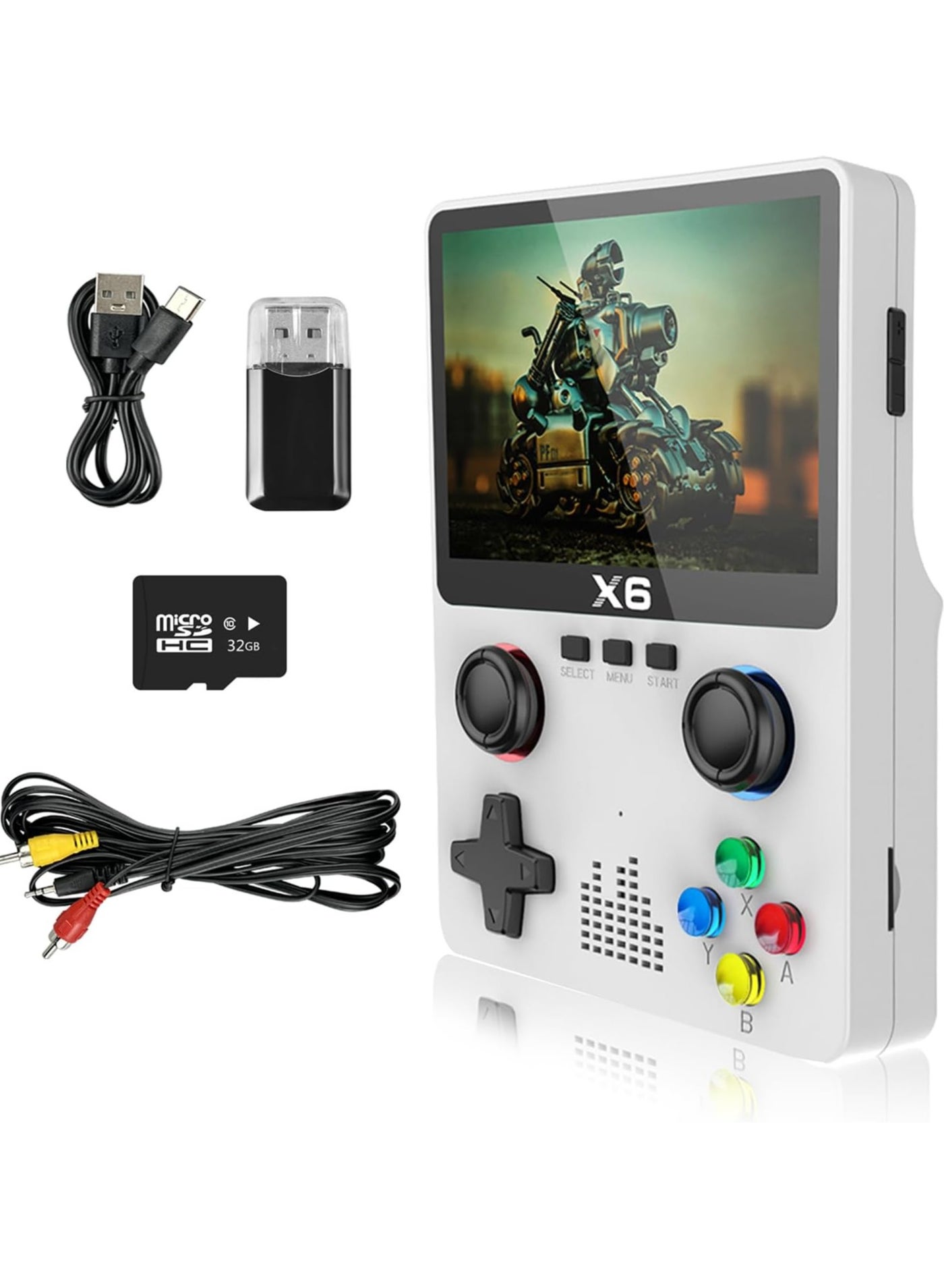 Compare Handheld Retro Gaming Console with 32G TF Card – 10000 Builtin Games, 11 Emulators Supported, 3.5inch IPS OCA Full Lamination Colour Screen, Portable Gaming X6 White at KSA Price