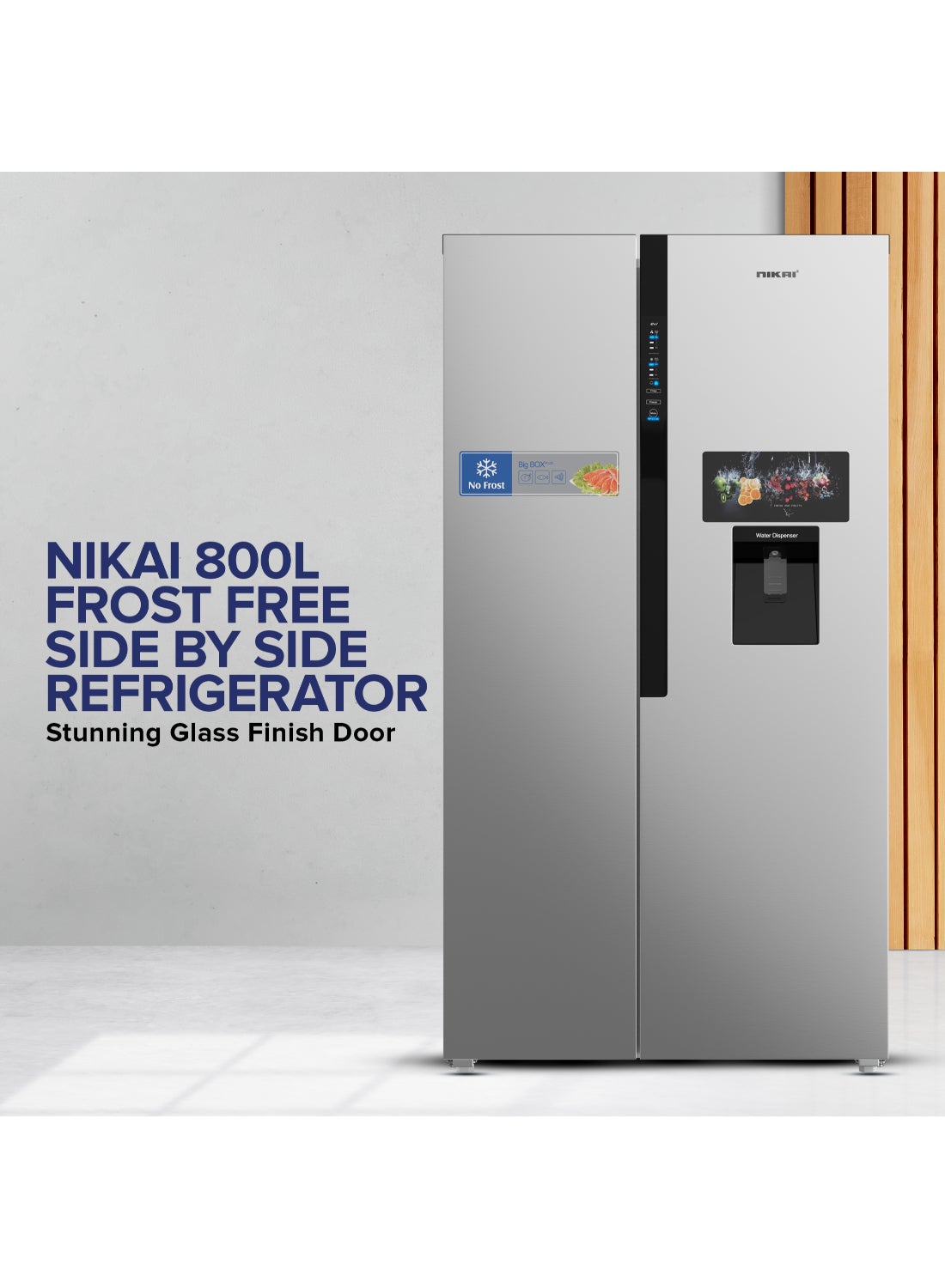 Compare 800L Gross, 502L Net SidebySide Refrigerator with Digital Display, Frost Free, R600a Refrigerant, Internal Condenser, Water Dispenser, Silent Operation, Energy Efficient Tropical Compressor fridge NRF800SBSD5 Silver at KSA Price