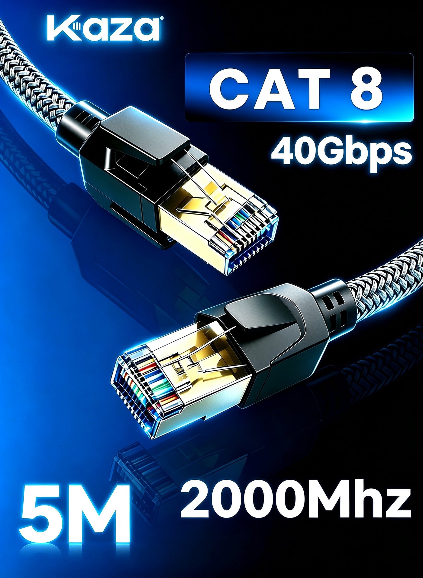 Compare Cat 8 Ethernet Cable 5M, Nylon Braided High Speed Heavy Duty Network LAN Patch Cord, 40Gbps 2000Mhz SFTP RJ45 Flat Gigabit Internet Cable Shielded in Wall,In door& Outdoor for ModemRouterGamingPC,5M,1PACK at KSA Price