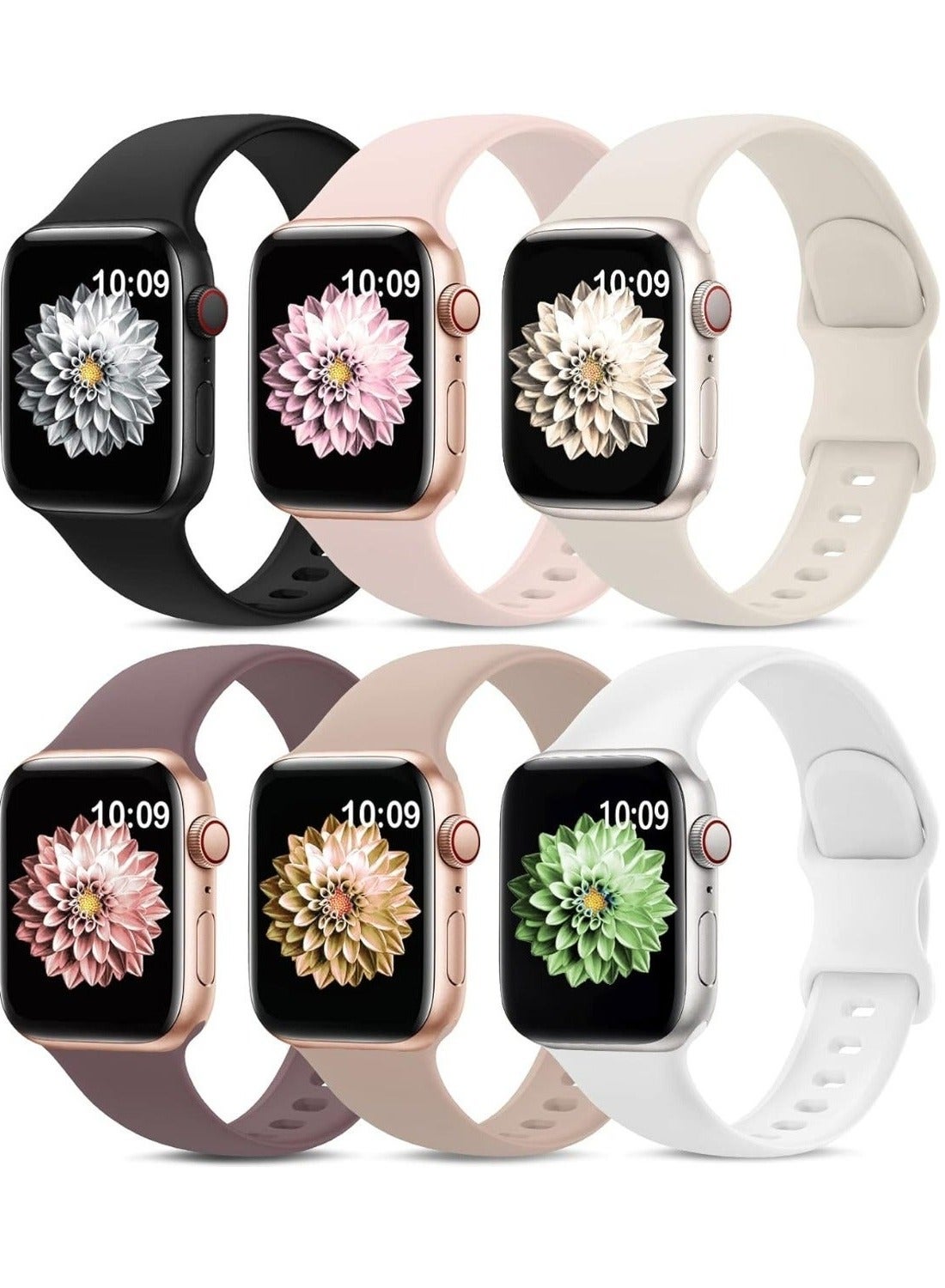 Compare 6 Pack Sport Bands Compatible with Apple Watch Band 38mm 40mm 41mm Soft Silicone Waterproof  Wristbands  Strap for iWatch Apple Watch Series12  11 10 9 Ultra 8 7 6 5 4 3 2 1 SE Women Men （414038 42mmSeries121110 at KSA Price