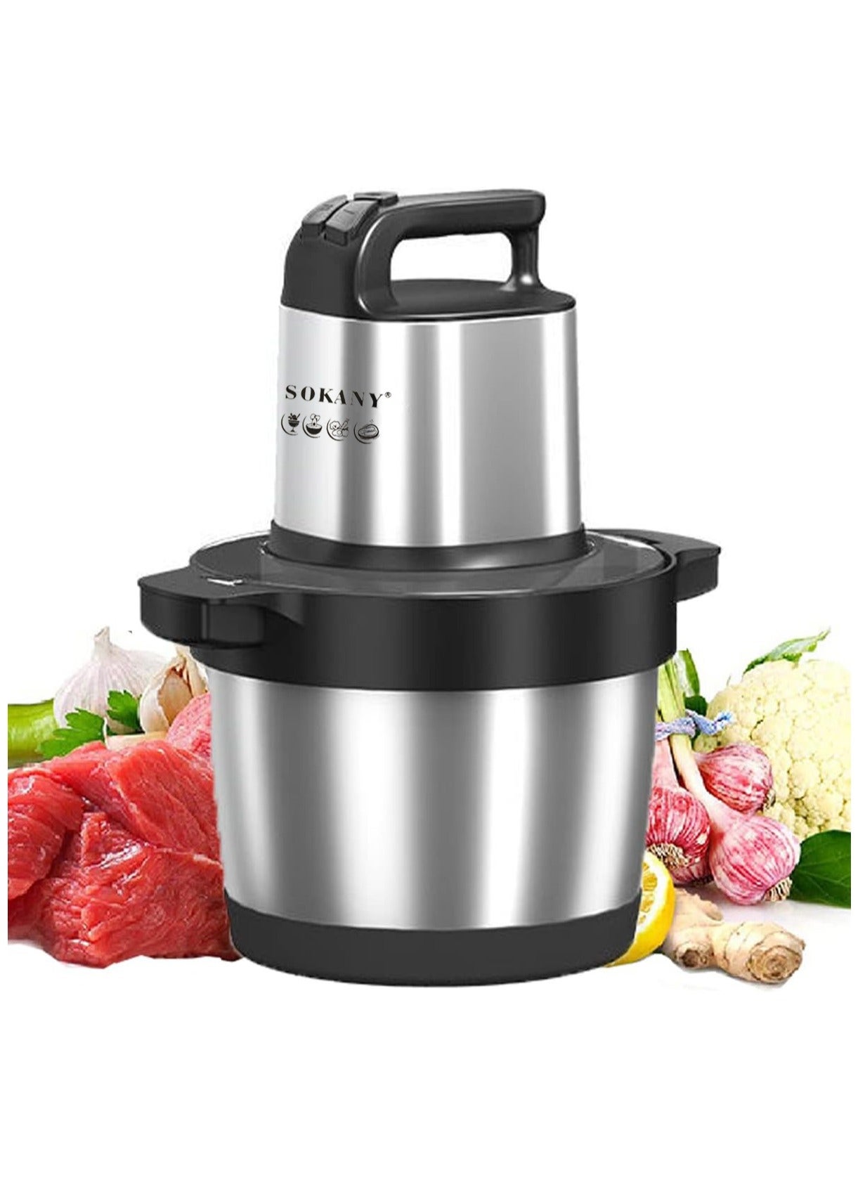 Compare 6.5L Meat Grinder,3 Speeds Electric Meat Grinder,Electric Chopper,Food Processor with 4Blades,1500W,SKYM7033,SilverBlack at KSA Price