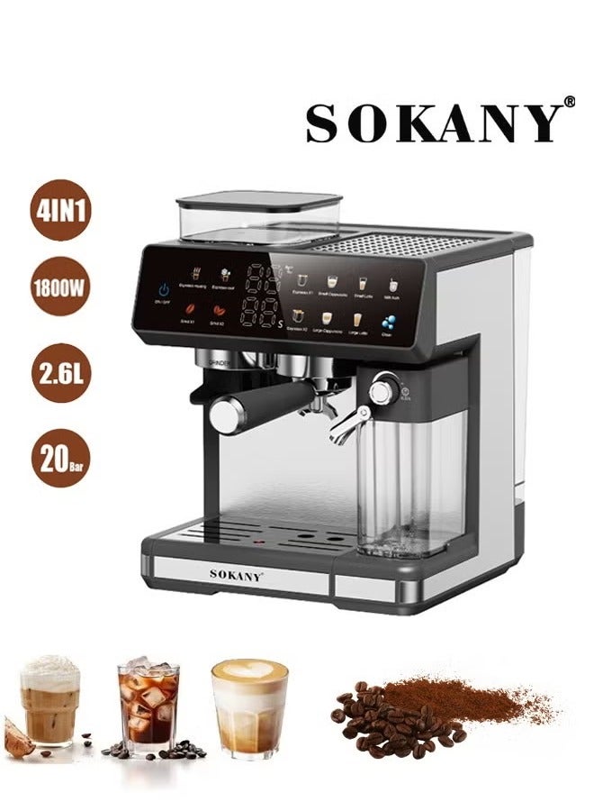 4 In 1 Automatic Espresso Machine,1800W/2.6L…