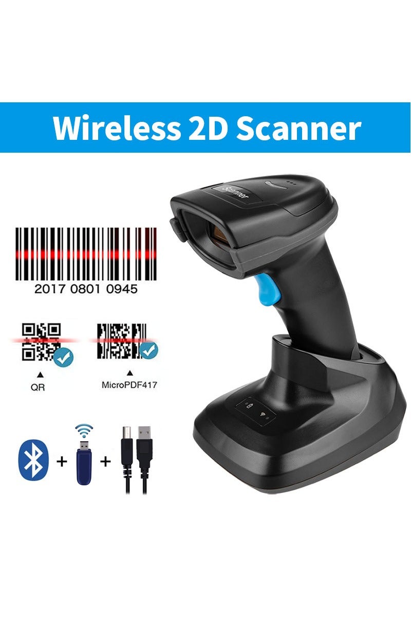 2D 1D QR Bluetooth Barcode Scanner with Charging…