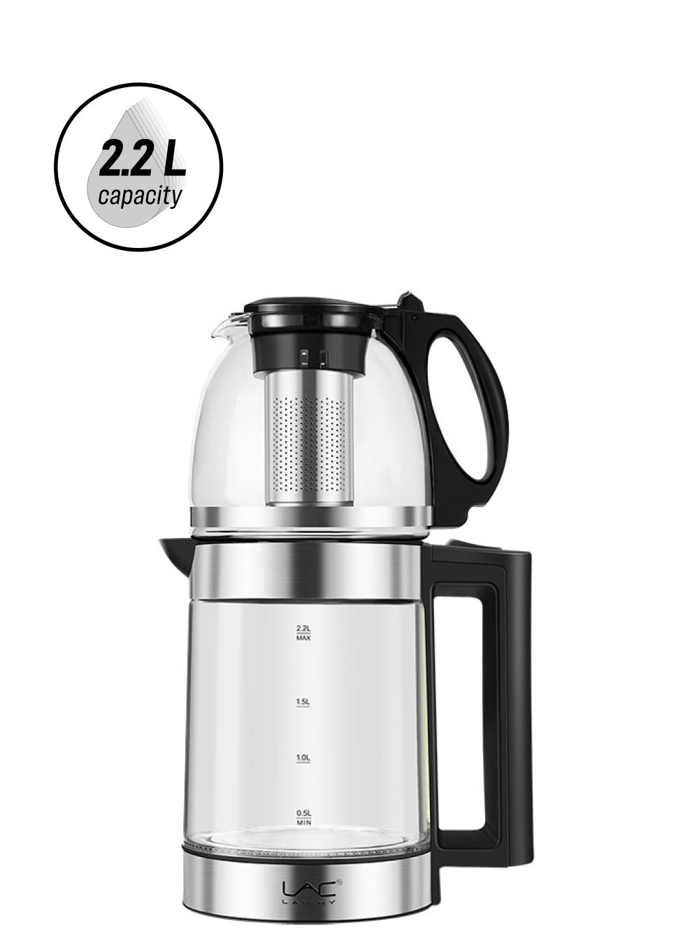 Glass Electric Kettle 2-in-1 Hot Water Boiler 2.2liter…