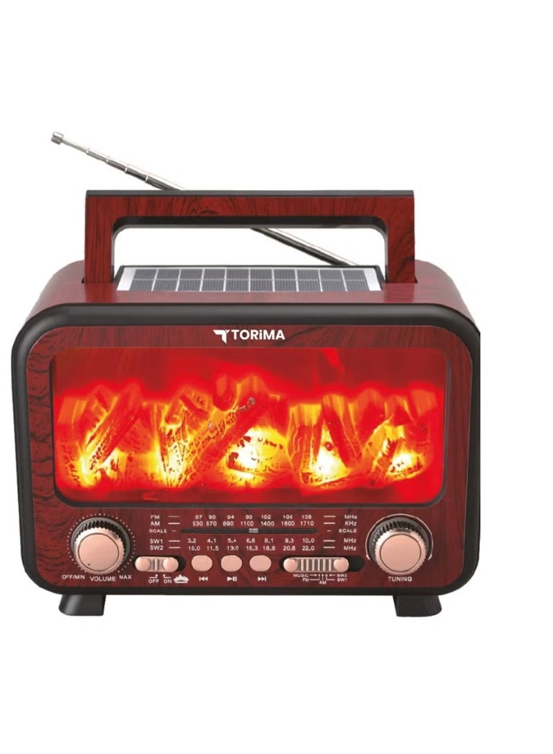 Compare Vintage Wooden Bluetooth Speaker with FM Radio – Decorative Flame LED Light, Wireless Audio & Deep Bass Sound at KSA Price