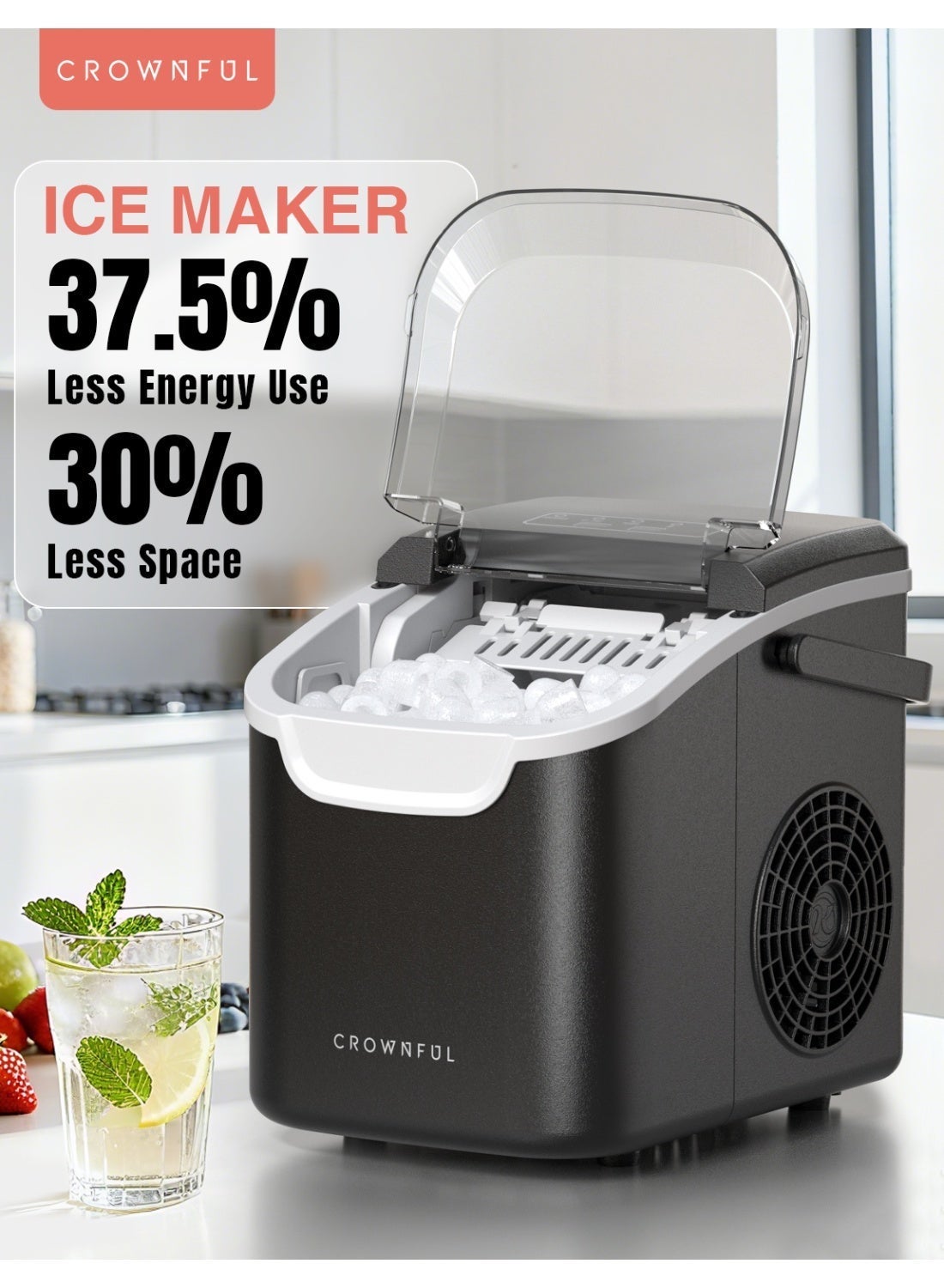 Ice Maker Countertop, Mini Portable Ice Machine,…