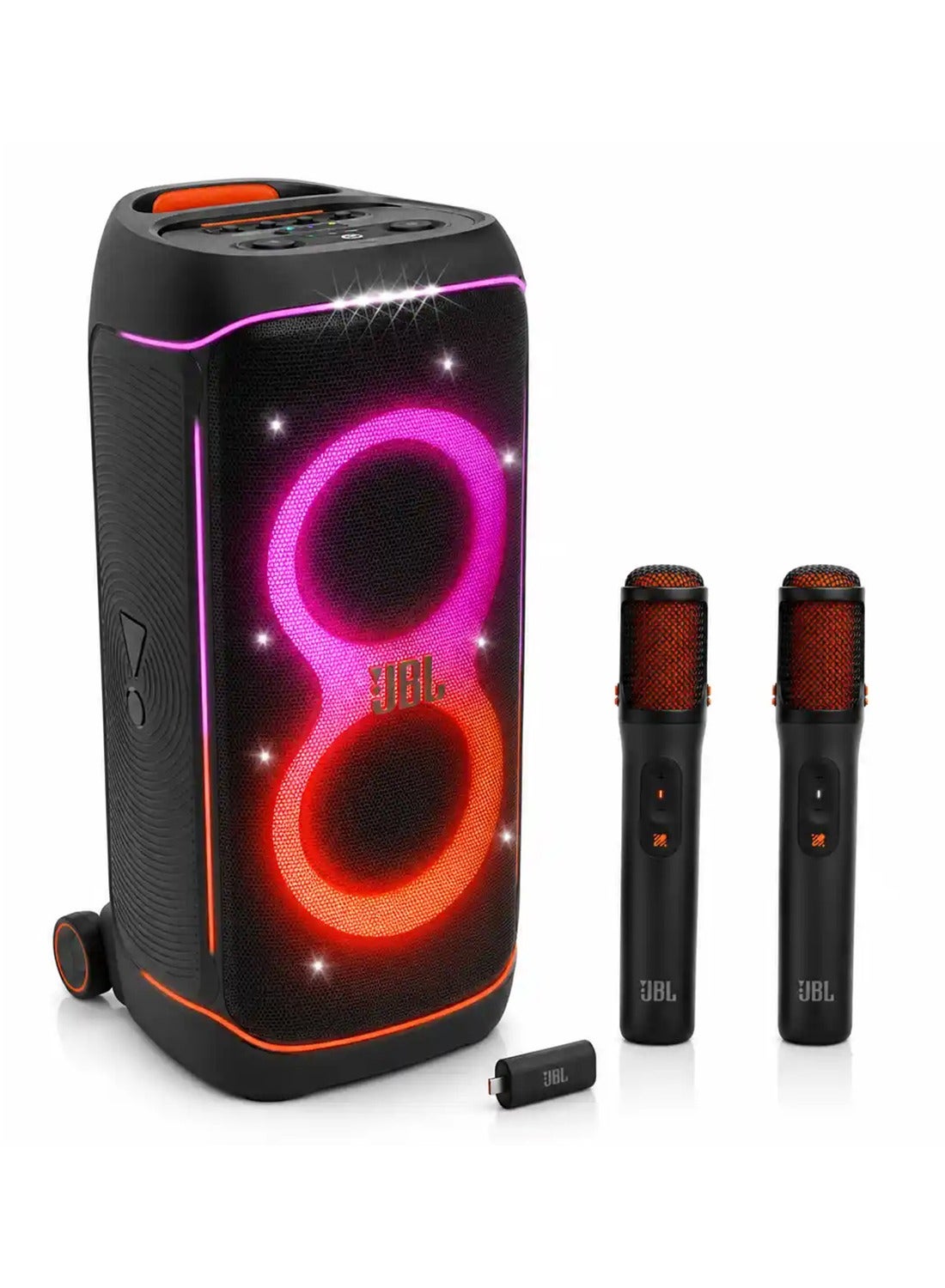 Compare JBL PartyBox 720 Party Speaker with JBL EasySing Wireless Microphones JBLPARTYBOX720EU+JBLEASYSINGMICS black at KSA Price