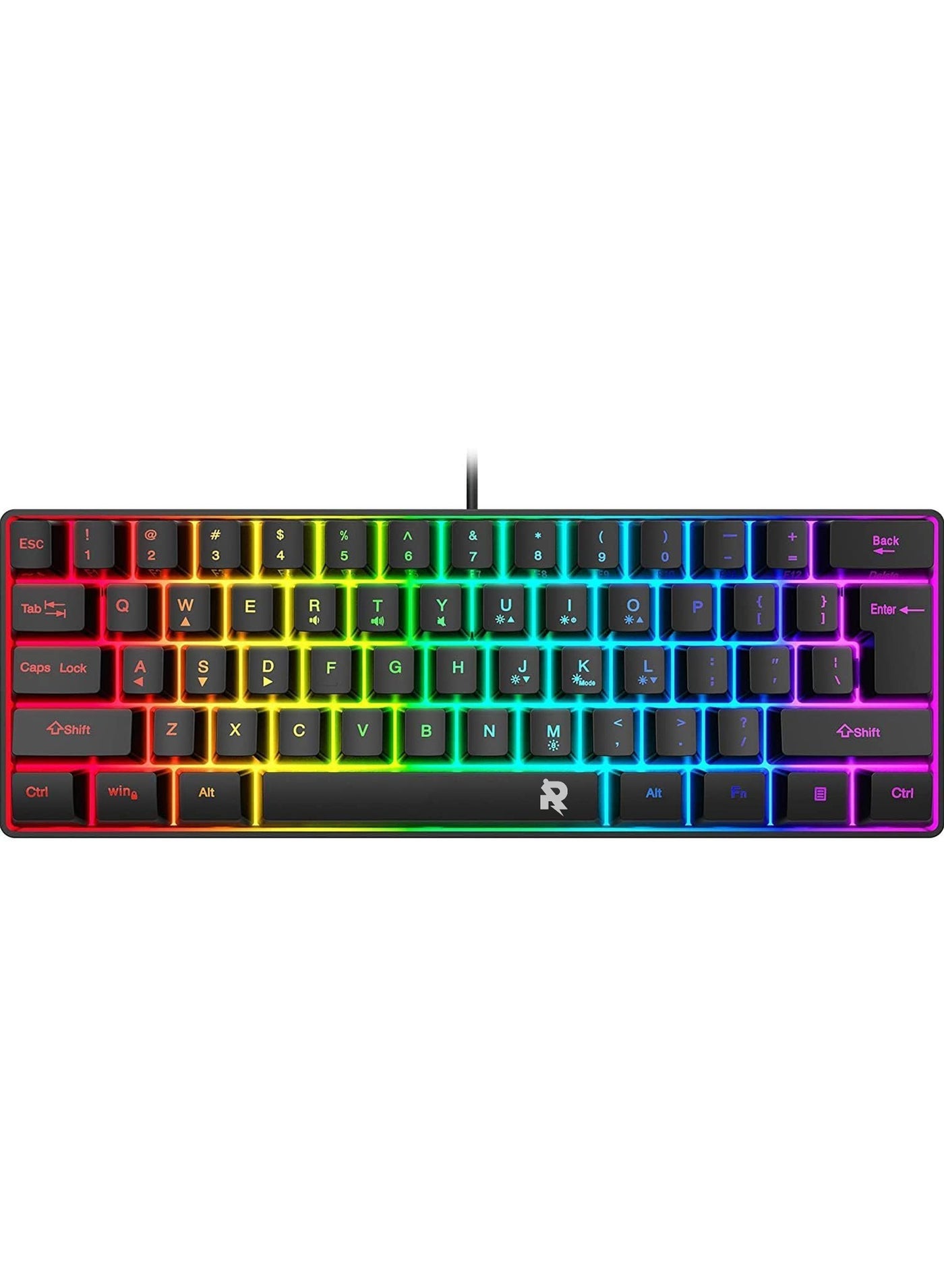 61 Keys ROCK POW 60% Wired Gaming Keyboard,…