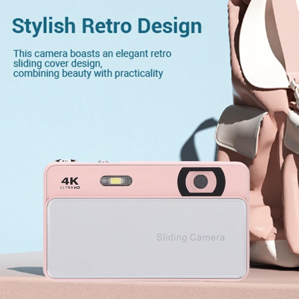 Compare Digital Camera, 64MP HD Autofocus 4K Retro Sliding Camera, 16X Digital Zoom CCD Cameras with 2.8 Inch Screen for Teens Adult Beginner at KSA Price
