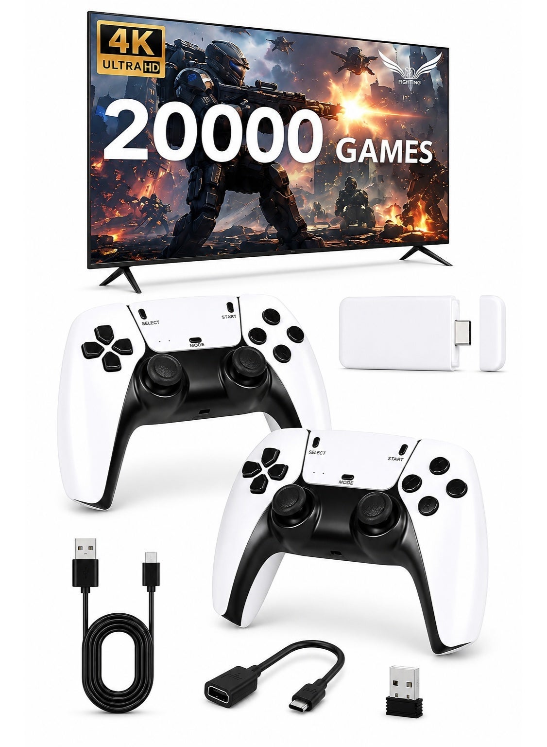 Compare Retro Game Console Plug and Play Wireless Video Gaming Stick, Builtin 20,000+ Games &42 Emulators Retro Gaming Console, Upgraded Dual 2.4G 4K HDMI Wireless Game Controllers 64 GB at KSA Price