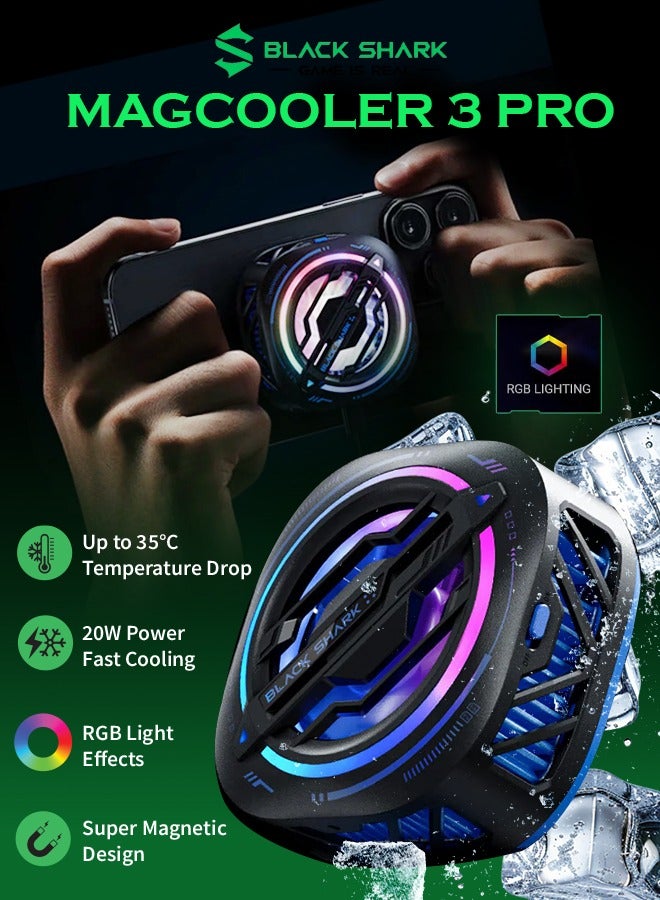 Compare Independent Super Magnetic Design MagCooler 3Pro Cooling Up to 35°C,High Speed Fan,App Control Customize Cooling Settings and RGB LED Effects BR33 Black at KSA Price
