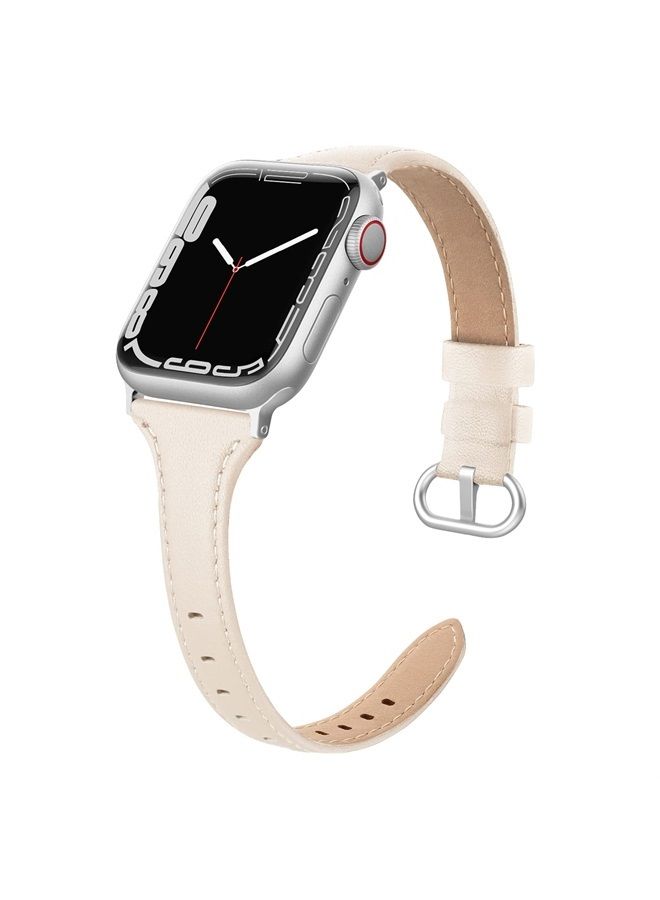 Compare Leather Band Compatible for Apple Watch 38mm 40mm 41mm, Slim Thin Dressy Elegant Genuine Leather Strap Compatible for iWatch Series 8, 7, 6, 5, 4, 3, 2, 1, SE, Sport & Edition Women Ink at KSA Price