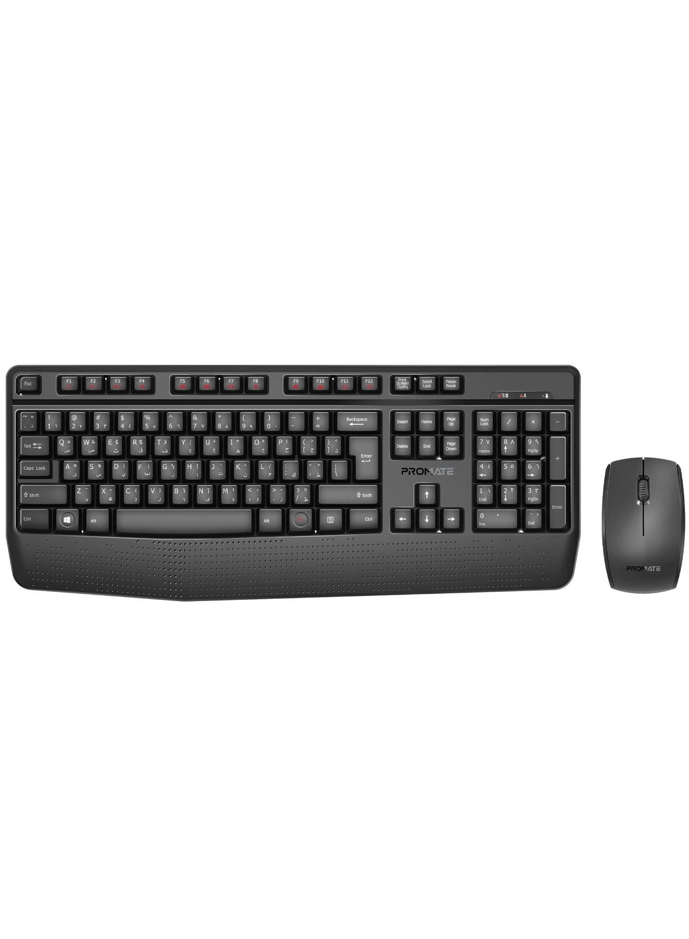 Compare 2.4Ghz Wireless Keyboard and Mouse, FullSized Cordless Multimedia Keyboard with Ambidextrous 1200 DPI Mouse, Palm Rest, Angled Kickstand and Nano USB Receiver for Mac OS, Windows, ProCombo14 English Black at KSA Price