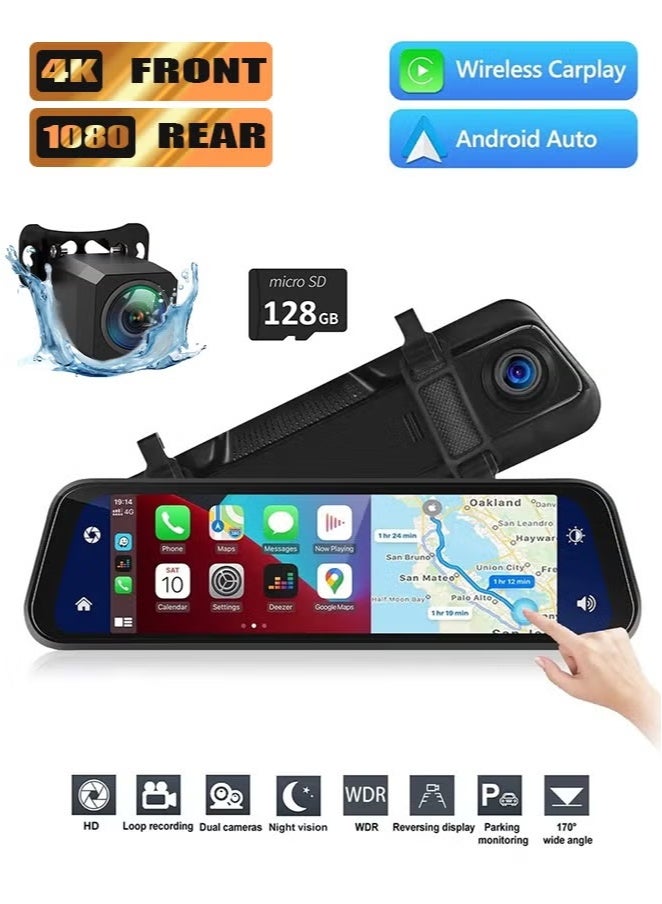 Rear View Mirror Camera with Carplay&Android Auto,9.66