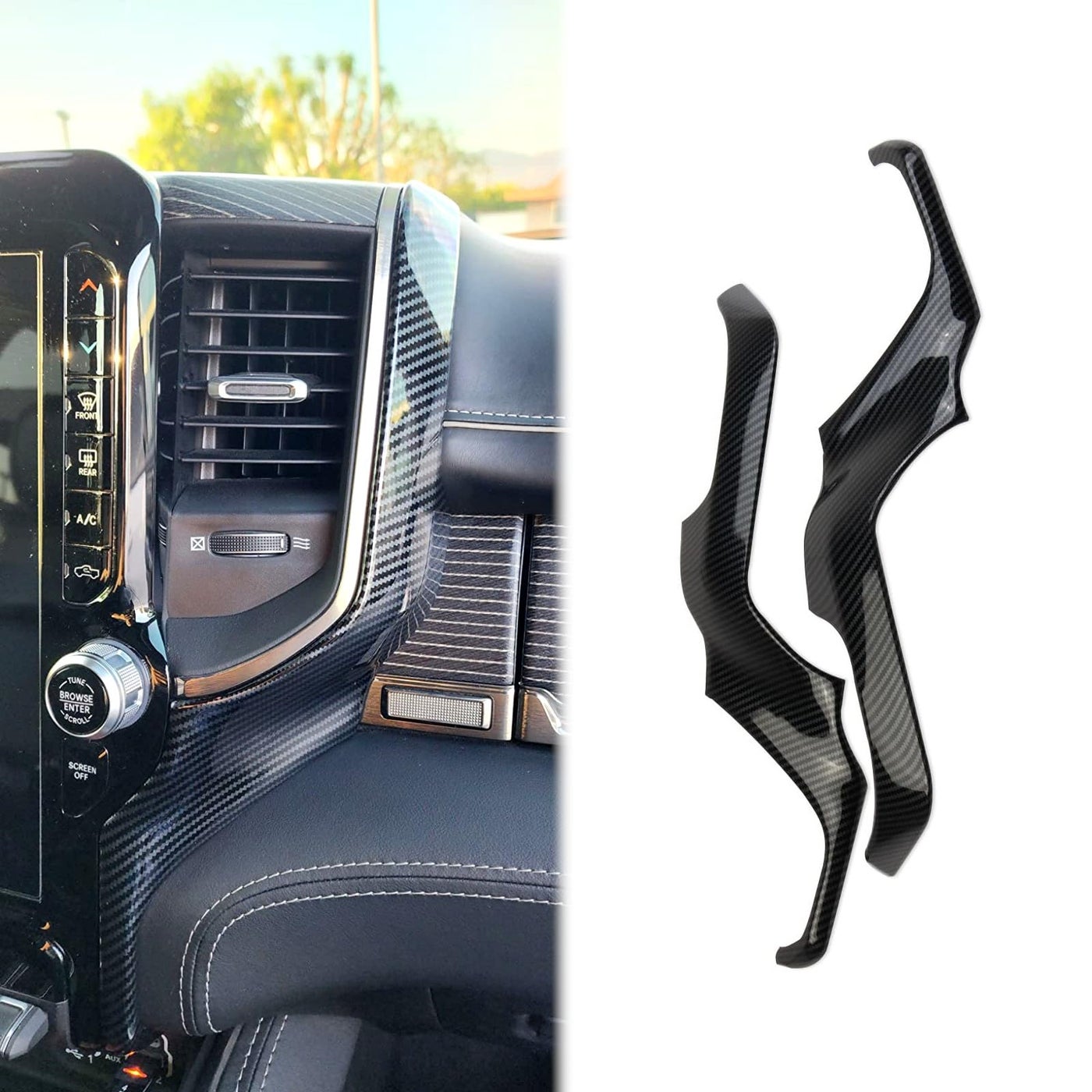 Compare Korlot Central Control Navigation Screen Side Cover Trim for Dodge Ram 1500 2500 3500 20192026 Carbon Fiber Pattern at KSA Price