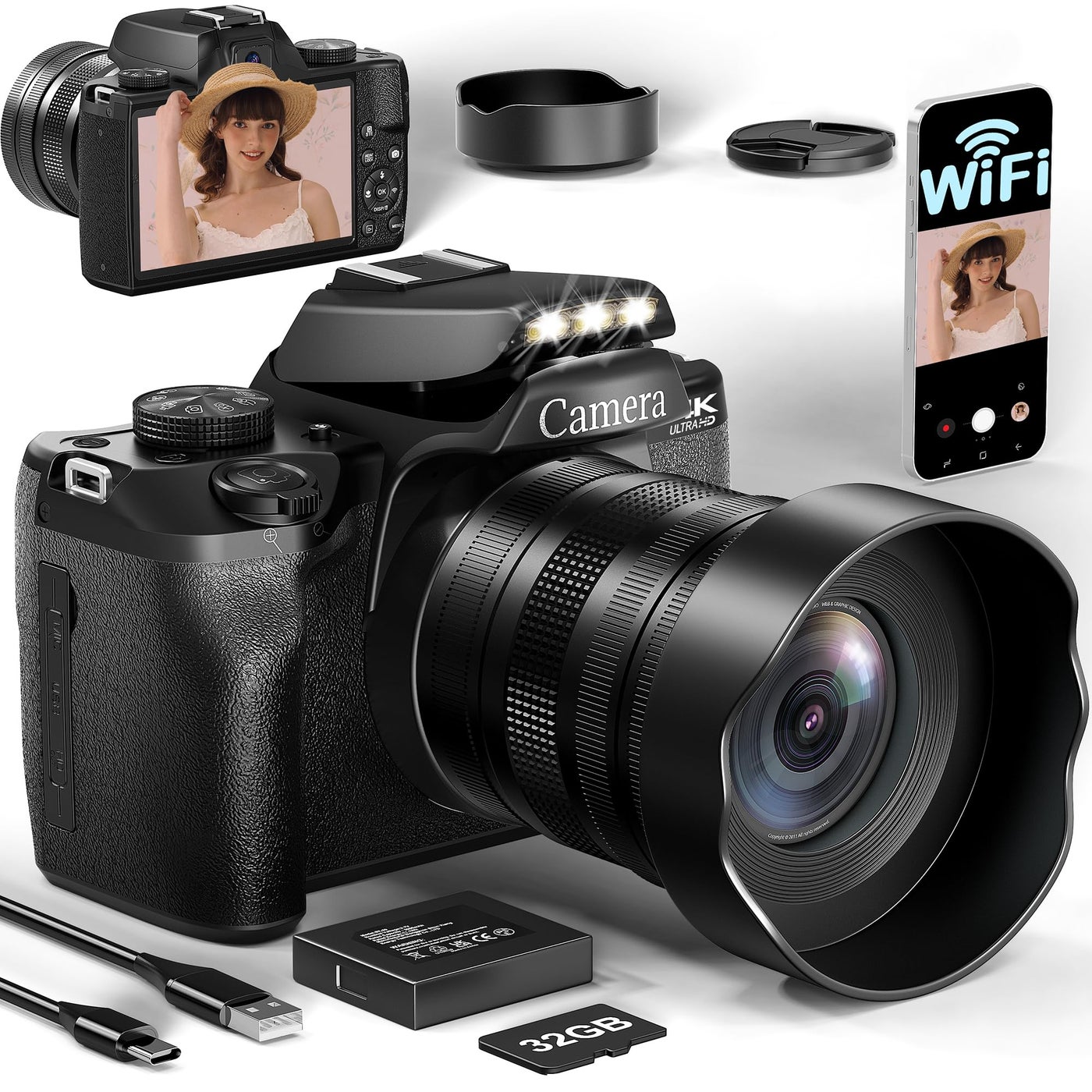 FLATIC Cameras for Photography, 4K 75MP Digital…