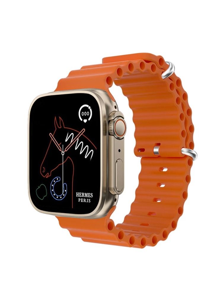 Compare 2022 New S8 ultra Smartwatch Series 8 I S8 49mm 1.99 Inch Screen 4 Small Game Dual Straps Ultra8 Smart Watch with Silicone + Nylon Strap Orange at KSA Price