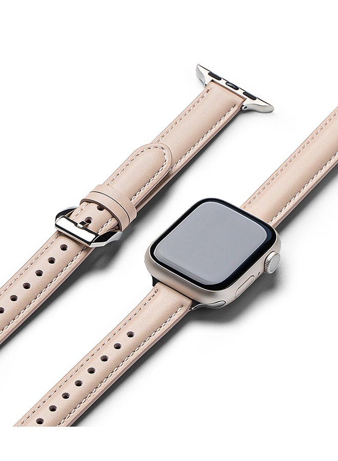 Compare Leather One Padded Slim Band for Apple Watch Series 10 42mm, Watch Series 987 41mm, Watch Series SE26SE54 40mm , Watch Series 321 38mm – Genuine Cowhide Leather Strap  Pink Pink at KSA Price
