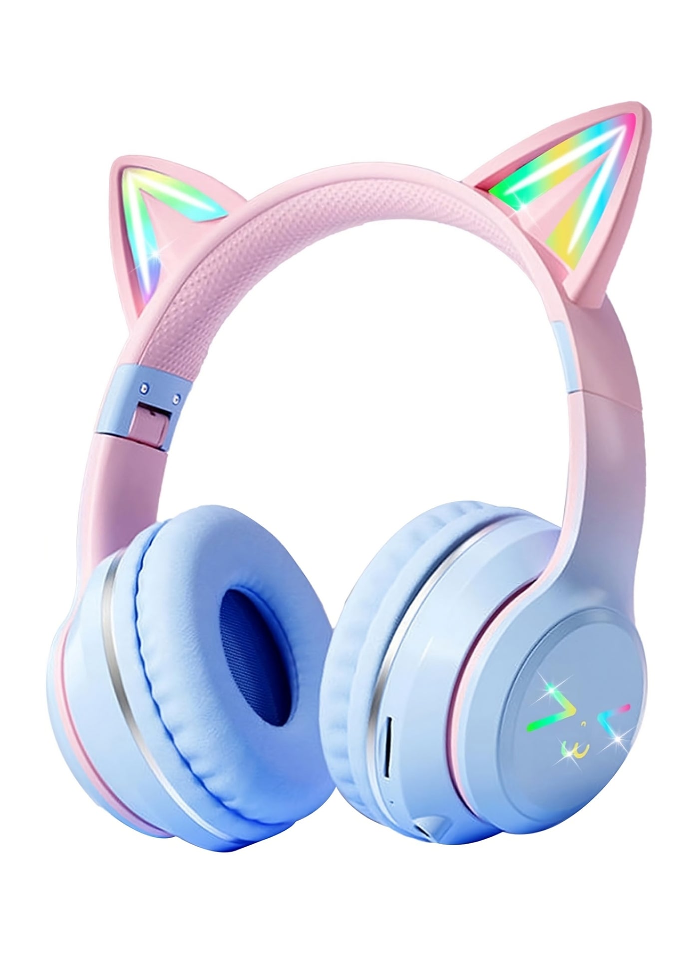 Compare Cat Ear Headphones, Kids Bluetooth Headphone with Microphone, Foldable in your travel bag Comfortable and Adjustable WirelessWire Over Ear Headset for Girls and boys Teenagers BLUE at KSA Price