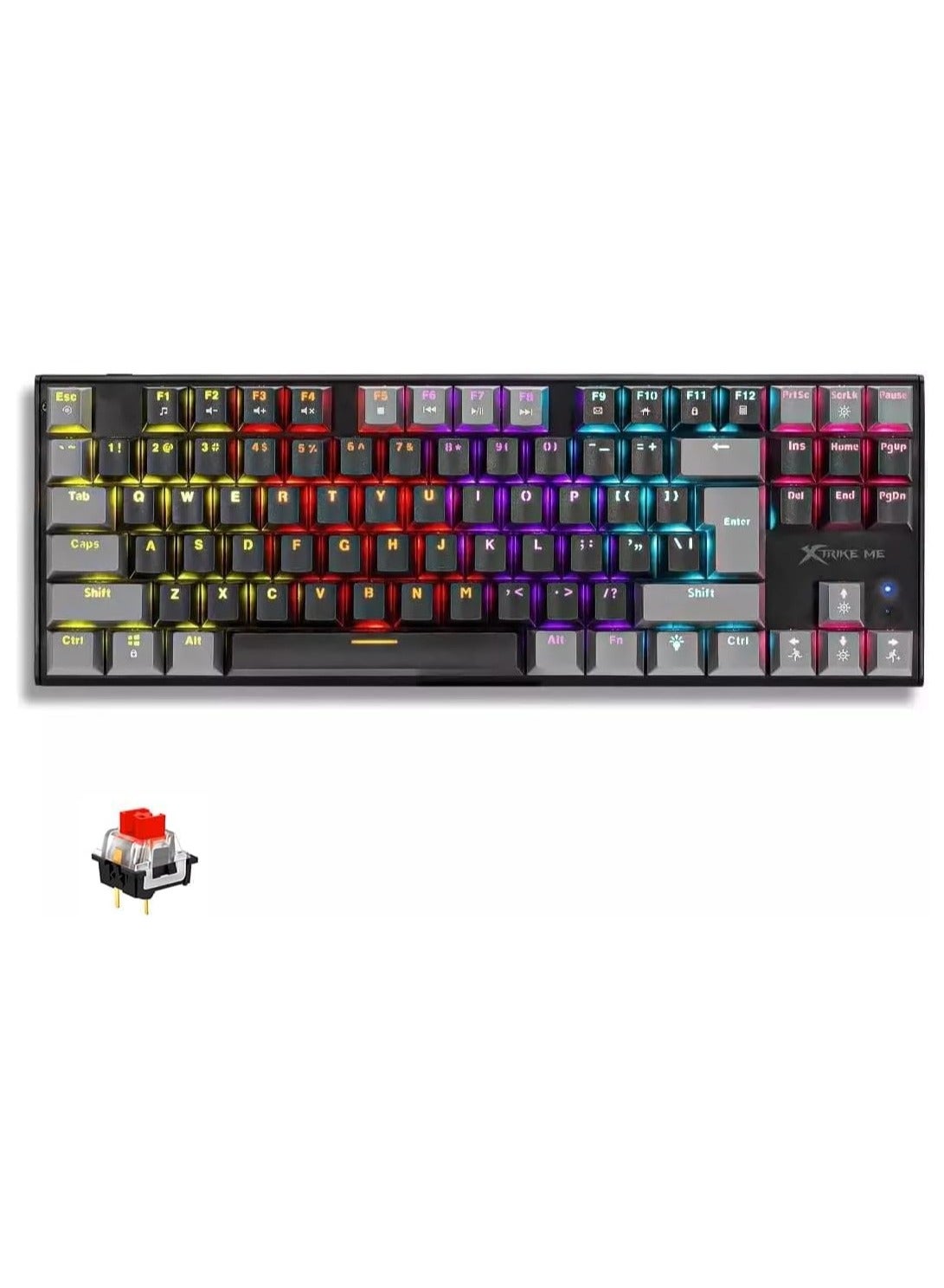Compare GK989B Gaming Mechanical Keyboard USB Wired TKL Size  RED Switches  Rainbow Back Lighting  ENG Double injection key caps Illumination | GreyBlack at KSA Price