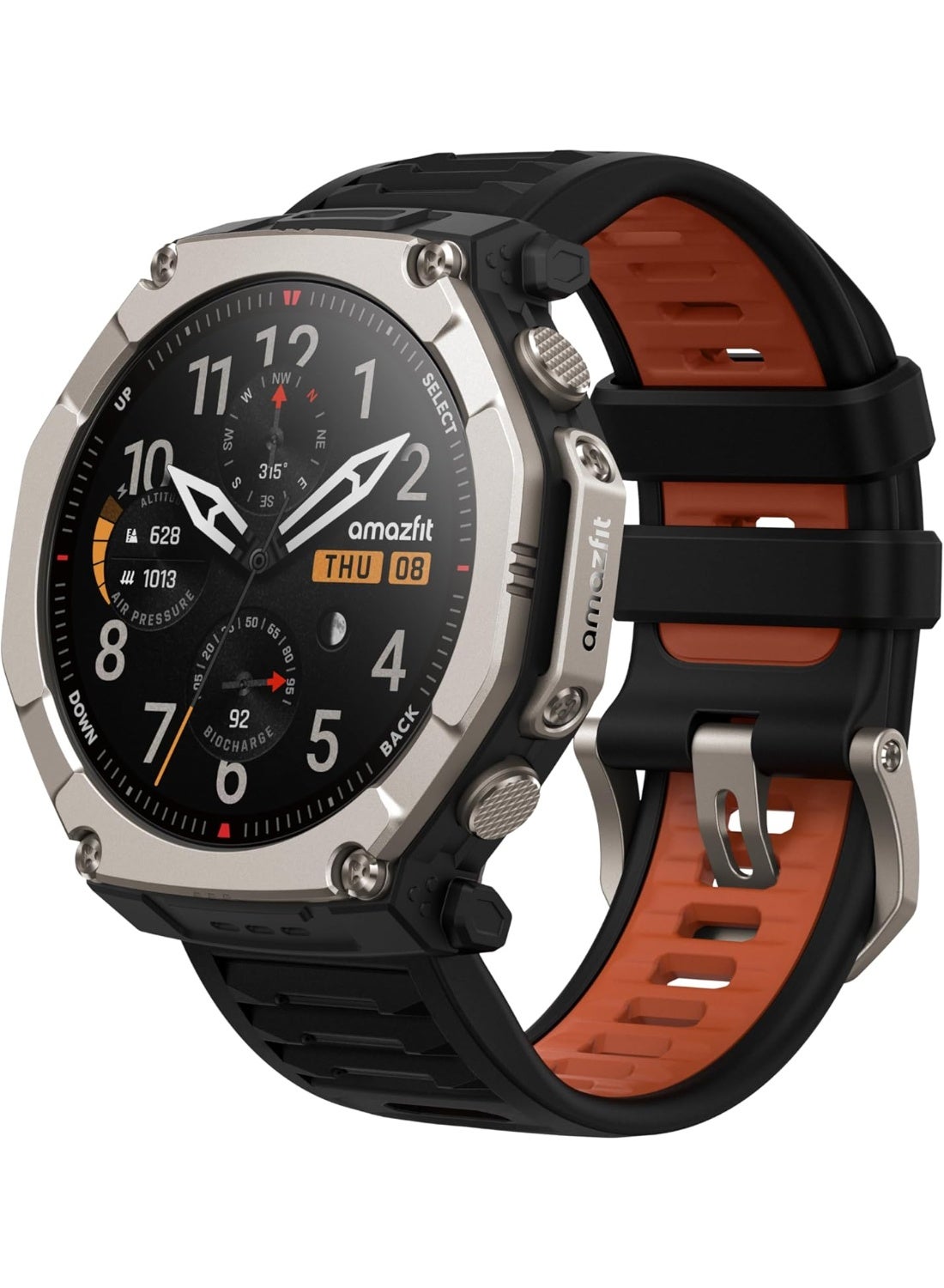 Compare Amazfit TRex Ultra 2 Dual Band GPS Outdoor Smartwatch Ti Body 51mm, 3.8cm, Sapphire AMOLED Display, Flashlight, 30 Days Battery, Offline Maps, 10 ATM, 180+ Sports Mode for Devices Black Magma Black Magma at KSA Price