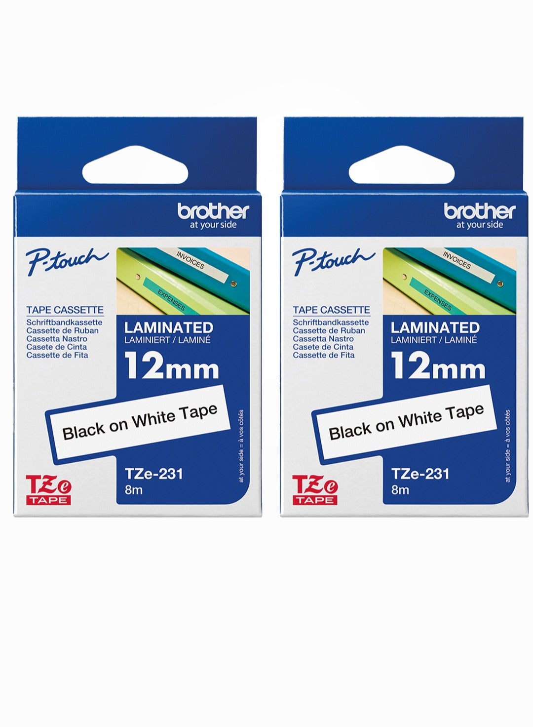 Compare TZe231 Labelling Tape Cassette, 12 mm W x 8 m L, Laminated, Brother Genuine Supplies  Black On White2 Pack White at KSA Price